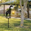Solar Giraffe Garden Stakes Outdoor Solar Decor Metal Giraffe Holding