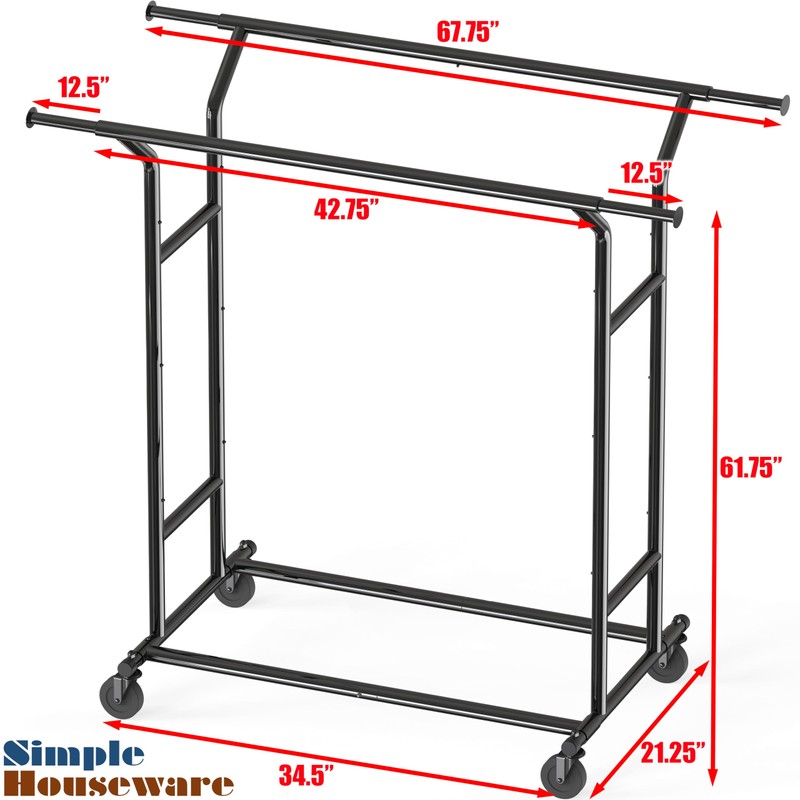 Simple Houseware Heavy Duty Double Rail Clothing Garment Rack, Holds