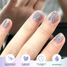 OAUEE Semi Cured Gel Nail Strips | 20 Gel Nail Stickers | Gel Nail Stickers With UV Light Required | Salon Quality, Easy Application And Removal（Crystal Fantasy）
