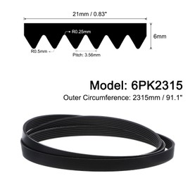 sourcing map 6K911/6PK2315 Serpentine Belt 5 Ribs 2315mm Length x 21mm Width x 5mm Thick, EPDM Poly V Belt, Micro V-Ribbed Belt for Vehicle