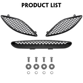 VLINCAR Hood Bezel Set 3pcs Compatible with Dodge Charger SRT Hellcat 2015 2016 2017 2018 2019 2020 2021 2022 2023 Front Trim Vent Grille Black 68202462AD 68202462AB 68202581AB 68202580AB