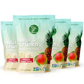 Colibreeco, Freeze-Dried Fruit, Mix Pineapple & Mango, 1.6 Ounce (Pack of 4), Real and Crunchy, Non-GMO, Kosher and Vegan, 100% Fruit, No Sugar Added, Excellent for Healthy Snacks and Gluten Free.