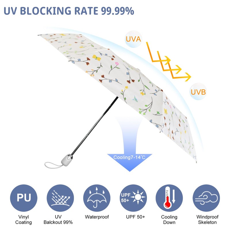 Cuby UV Sun Umbrella Compact Folding Travel Umbrella Auto Open
