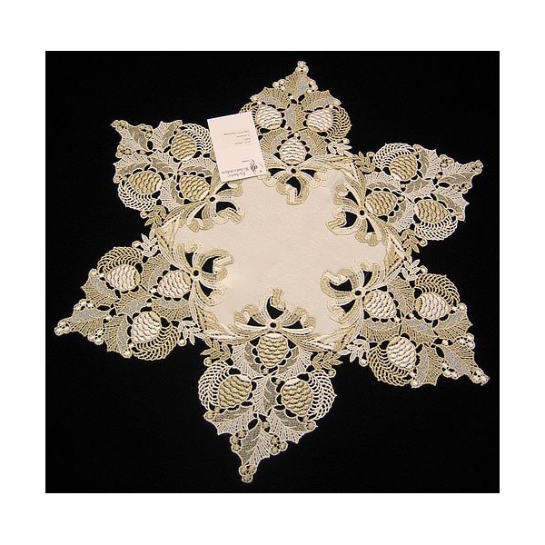 Funke Golden Holiday Star Table Topper Cloth Made in Germany