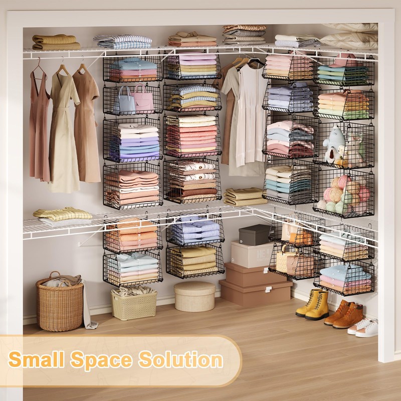 Lyuwanxian 4-Tier Hanging Closet Organizer with 360°Rotating Hooks – Foldable