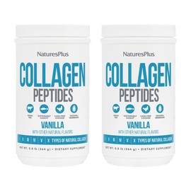 Natures Plus Collagen Peptides, Vanilla - 0.8 lb Powder, Pack of 2 - Hair, Skin, Nail & Joint Health, Immune System Support - Non-GMO, Gluten Free - 28 Total Servings