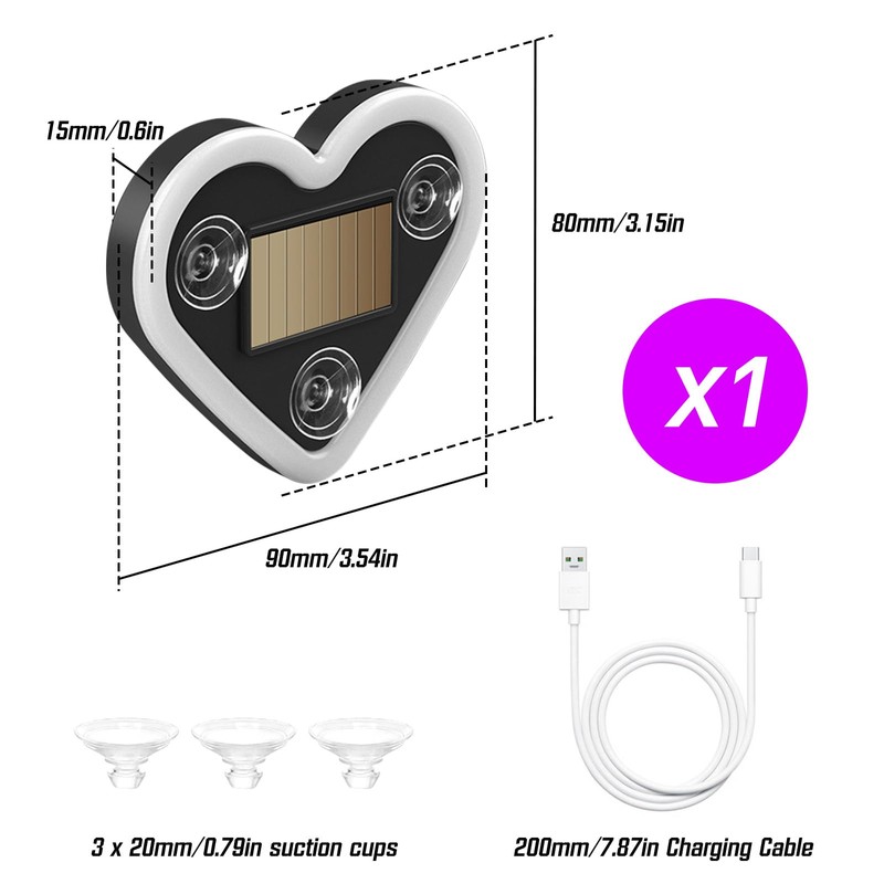 GCZCC Car Window Wireless LED Ambient Light Solar Powered Love