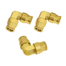 Siptenk 3PCS 3/8" Elbow DOT Brass Push to Connect Fittings, 3/8" OD Tube Air Brake Line Quick Connect for Truck Trailers Industry Air System