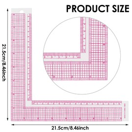 Ouligay 2Pcs Plastic L-Square Shape Ruler French Curve Sewing Measure Sewing Ruler 90 Degree Tailor Drawing Sewing Ruler Professional Tailor Craft Tool Heat Resistant Ruler with Grid Lines