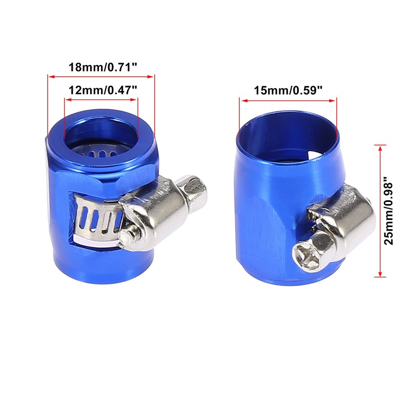 X AUTOHAUX 4pcs AN6 Hex Blue Car Hose Finisher Clamp