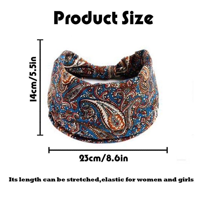 Tayel 3 piezas Boho Bandeau diademas anchas con estampado floral