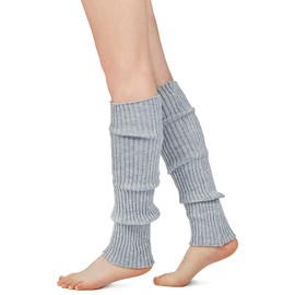 American Trends Leg Warmers Y2k Kawaii Long Cute Knit Leg Warmers Y2k Goth Gyaru Harajuku Accessories for Women Girls 80s Party Sports Light Gray