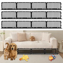 BYZCYSG 12-Pack Under Couch Blocker, Pet Barrier for Furniture, Plastic Under Bed Blocker with 50 Ties, Black Couch Barriers for Dogs