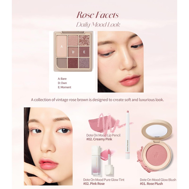 [Heart Percent] Dot On Mood Eye Palette 01. Rose Facet