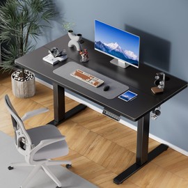 GallopFun 48'' Electric Standing Desk, Adjustable Height Standing Computer Desk, Rising Desk for Home Office, Adjustable Desk with Headphone Hook, Cable Management, Memory Preset (Black)