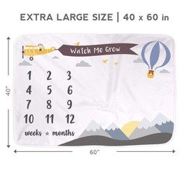 UrbanKiddy Weekly Monthly Baby Milestone Blanket Photo Props Shoots Backdrop for Newborn Boy Girl, Infant Baby Swaddling Blanket for Photography, New Mom (Mountains)