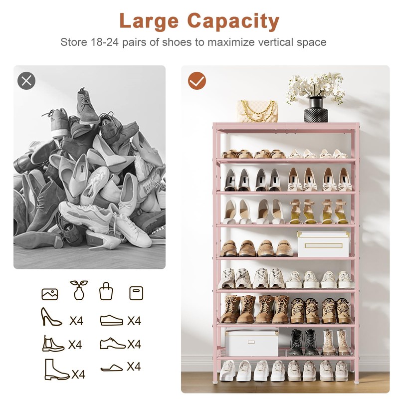 UNITSTAGE 8-Tier Tall Shoe Rack Organizer Shoe Storage for Entryway