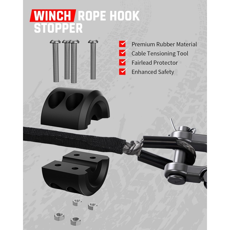 DAYDOOR Synthetic Winch Rope, 1/4 Inch x 50ft 10,000LBS Synthetic