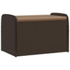 Heemab Storage Bench with Cushion, Brown PE Rattan, Comfortable Seating