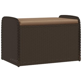 Heemab Storage Bench with Cushion, Brown PE Rattan, Comfortable Seating and Organizing Solution, 31.5" x 20.1" x 20.5"