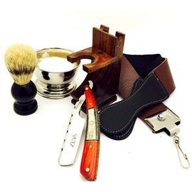 SOLINGEN MULTI COLOR WOOD HANDLE STRAIGHT RAZOR SHAVING SET IN GIFT BOX P2