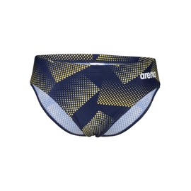ARENA Boys' Swim Brief Halftone Team Print MaxLife Athletic Swimwear Professional Training Swimsuit Sports Bathing Suit, Team Navy Yellow, US Size 22