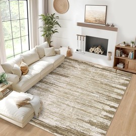 GarveeHome Washable Rug 9x12 Area Rug for Bedroom Modern Living Room Rug Neutral Farmhouse Rugs Non Slip Large Area Rug Soft Throw Rugs Stain Resistant Carpet for Dining Room Nursery Tan 9'x12'
