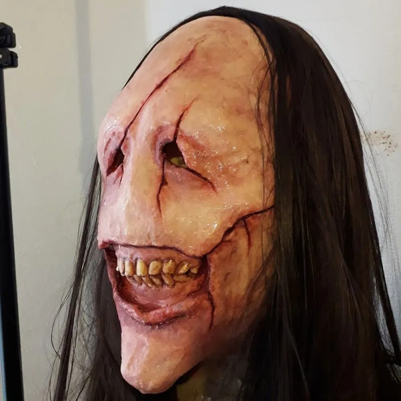 Máscara De Diablo Con Cara Roja De Pelo Largo, Máscaras