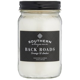 Southern Elegance | Back Roads: Orange & Amber Scented | 16 oz Mason jar | Handcrafted in the USA | Highly Scented | Vegan Soy Blend |Slow Burning & Long Lasting