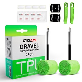 CYCLAMI 2PCS TPU Gravel Inner Tube 700C x 32"-47" Gravel & 29" MTB Bike Compatible with 700 x 32C-47C Road Bike 29'' Mountain Bike,FV 65mm(Include 2 Tyre levers) (2P-Gravel-FV65mm)
