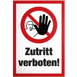 DankeDir! Zutritt verboten - Plastic Sign 30 x 20 cm - Safety Sign Warning Door Sign for Safety Notice Enter Prohibited