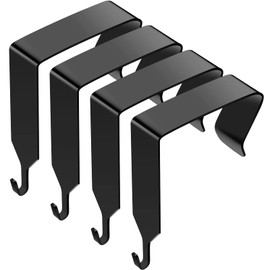 Funrous Over The Door Hook Panel Wall Metal Cubicle Picture Over Door Hanger for Clothing Mirror Hooks Office Cubicle Whiteboard Hanger(Black,4 Pieces)