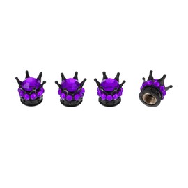 HEROFFIX 4 Pcs Decorative Tire Valve Stem Caps 15mm Tyre Valve Dust Covers for Most Cars Truck Black Purple ABS Copper