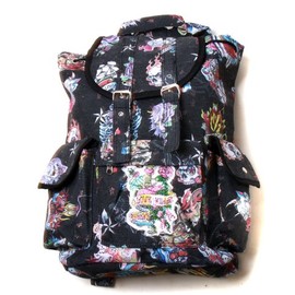 Hipster Rucksack Style Backpack - Black Hard Style Tattoo