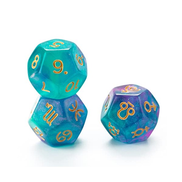 SmartDealsPro 3pcs Astrology Astrological Divination Zodiac Dice 12-Sided D12 for Constellation Tarot Cards Game Accessory (Color 6)