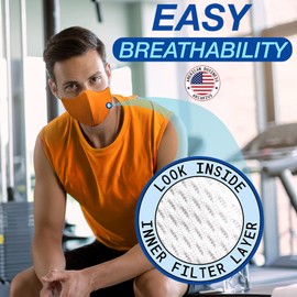 Arcarius Breathable Sports Face Mask – Lightweight Moisture Wicking Gym & Travel Essential – Adjustable Reusable Adaptive Fit (Autumn Orange, 1-Pack)