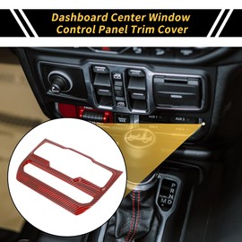 REPAIROCK 1 Pc Dashboard Center Window Control Panel Trim Cover for Jeep Wrangler JL JLU 18-24 Dash Central Control Window Switch Panel Trim Carbon Fiber Red