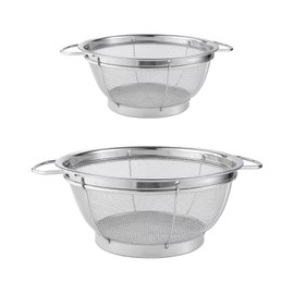 Royal Cuisine Set of 2 Stainless Steel Colanders with Loop Handles Food Strainer for Kitchen Drain Basket for Pasta/Vegetable/Rice/Fruit