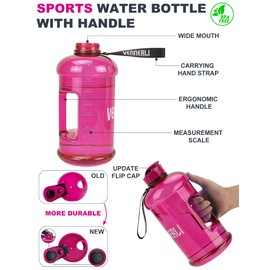 VENNERLI ハーフガロン 水筒 2.2L ラージ スポーツ用 ウォーターボトル ハンドル付き 74オンス ビスフェノール-A不使用 繰り返し利用可能 プラスチック製 水差し 漏れ防止 水分補給用ボトル ジム/ヨガ/旅行/キャンプ/サイクリング/アウトドアスポーツ用