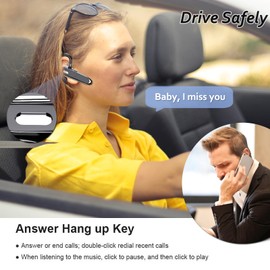 Wireless Headset Business Earpiece 70Hrs Playtime with 450mAh Charging Case Built-in Mic Noise Cancelling Headphone 5.0 Handsfree Sports Earphone for Android iOS Driving Trucker Driver Business Office