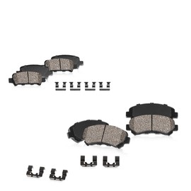 Callahan Brake Parts CPK11998 FRONT + REAR Performance Grade Quiet Low Dust [8] Ceramic Brake Pads + Dual Layer Rubber Shims + Hardware