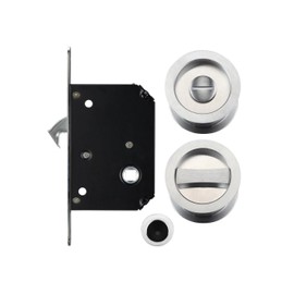 Sliding Pocket Door Bathroom Privacy Lock Set (Satin Nickle)