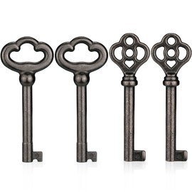 Skeleton Keys, 4-Pack KY-2AB KY-3AB Skeleton Key Replacement for Antique Furniture