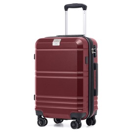 LONG VACATION Hardside Expandable Carry On Luggage, Suitcase with Spinner Wheels TSA Lock, Luggage with USB Port (Wine Red, 20 INCH)