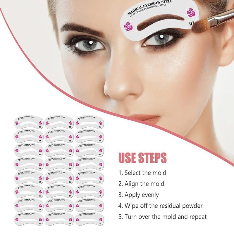 Eyebrow Stencils Kit, 24PCS Reusable Eyebrow Stencils Reusable Eyebrow Template