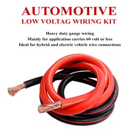 SUNNAREPOON 2 Gauge Battery Cable (12 Feet Black, 12 Feet Red) - 2 AWG Copper Clad Power Welding Wire with M8 & M10 SC Connector Lugs for Car, Camper, RV, Solar Low Voltage Inverter Wiring