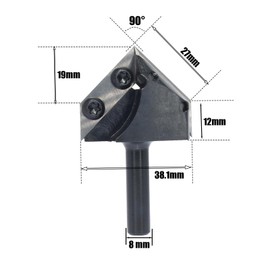 Sinoprotools Reversible Plate V-Groove Cutter, Shaft 8 mm, V Groove Router Bit with 2-Sided Interchangeable Carbide (HW), Diameter 38.1 mm, Usable Length 32 mm, Angle 90°, Z2