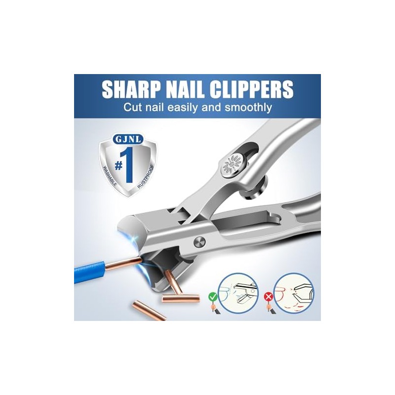 GJNL Nail Clippers for Men Thick Nails 2024 Upgraded Wide