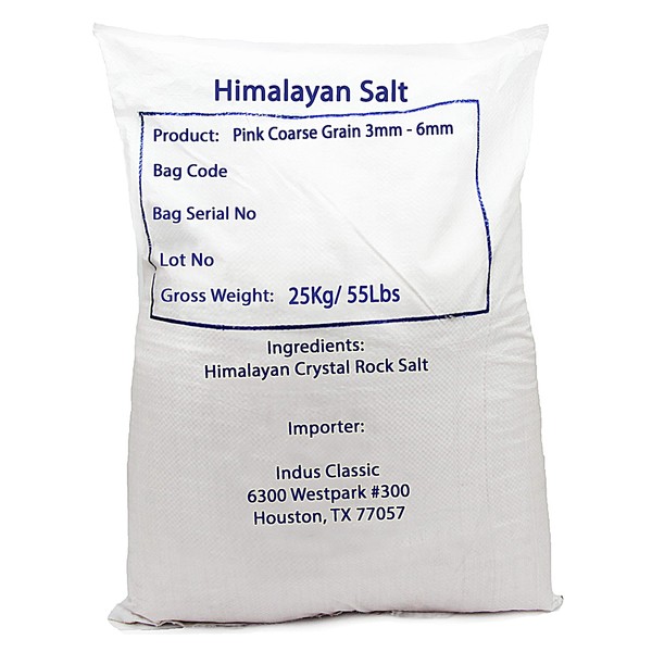 Indusclassic Kosher Pure Natural Unprocessed Himalayan Edible Pink Cooking Coarse Grain Salt (55 lbs Coarse Grain 3~6mm)