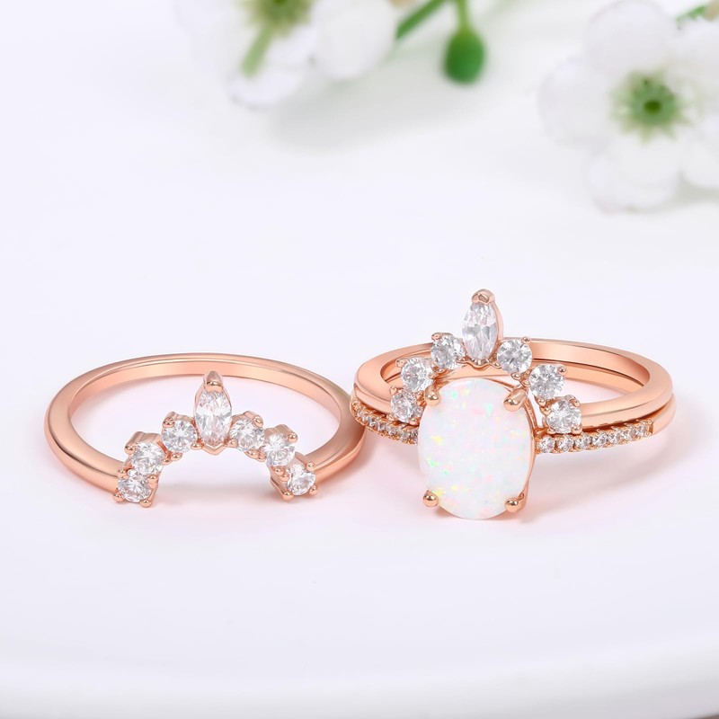 LAZLUVU Women Stackable Ring AAA CZ Rose Gold Plated 3Pcs